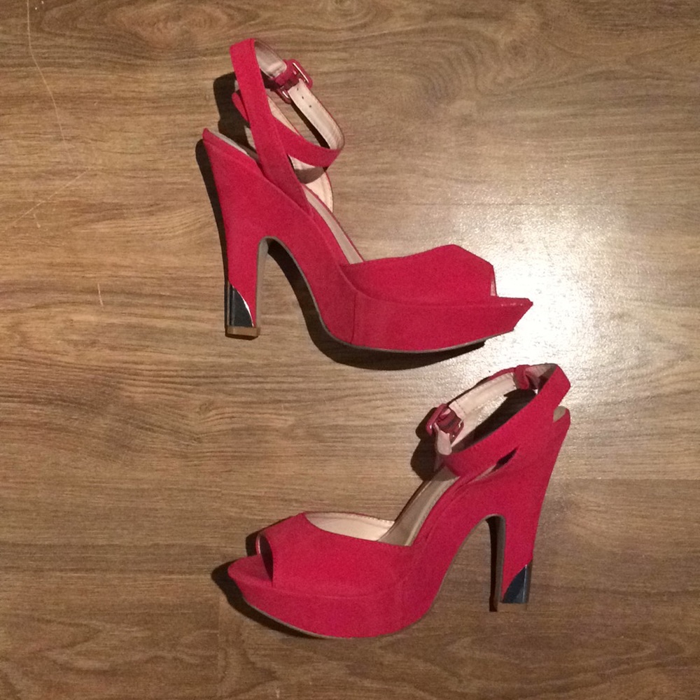 Faux Suede Red Platforms